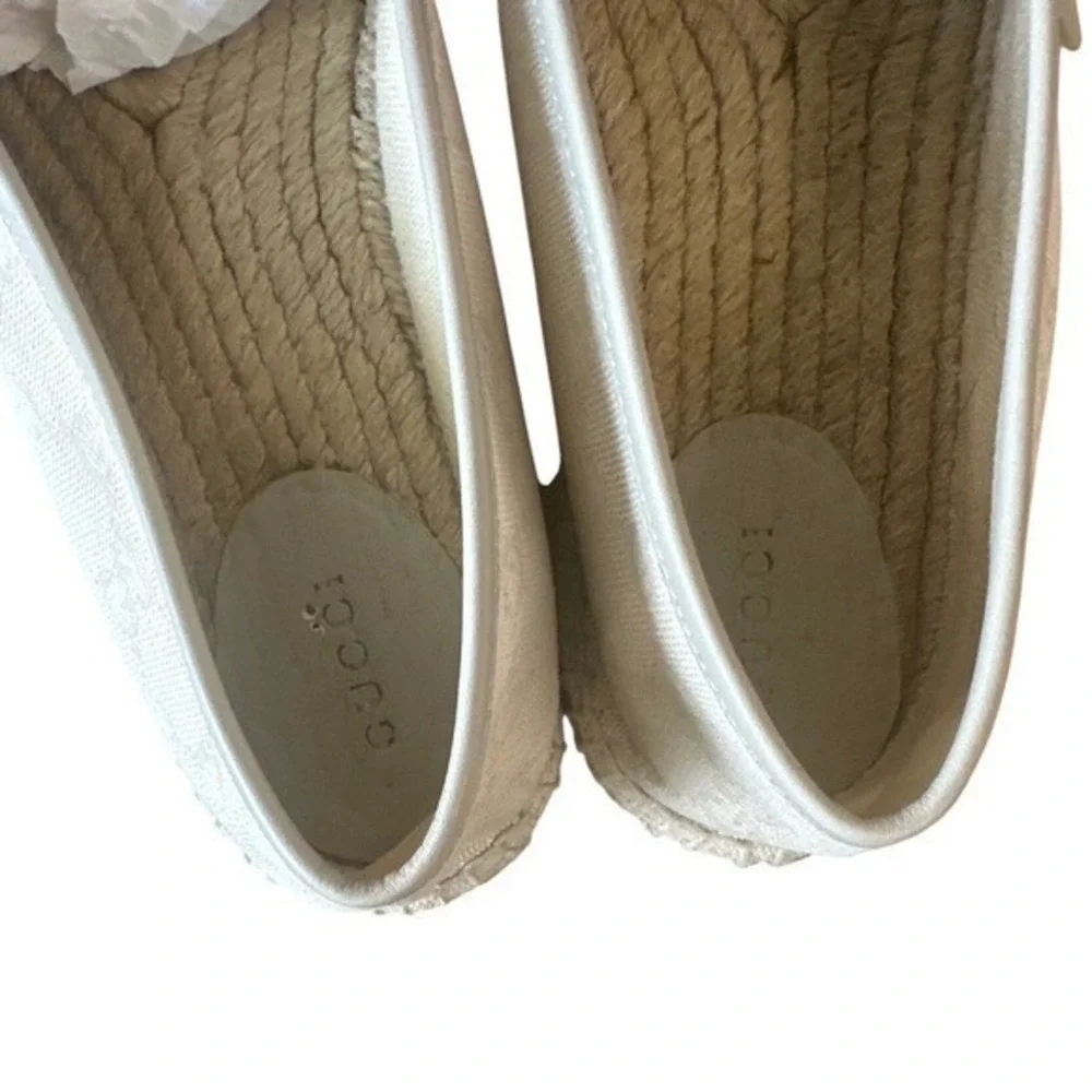 Gucci‎ Pilar GG Canvas Espadrilles White GG Monogram Flats 39 Box 466902